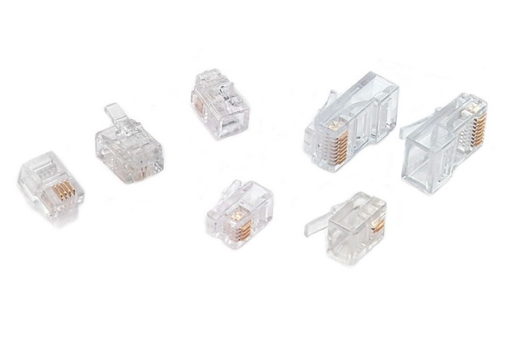 Telephone modular plugs for ROUND cables